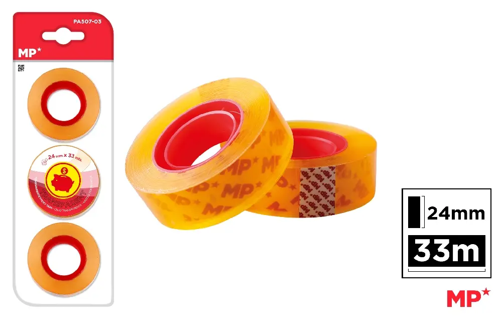 CINTA ADHESIVA TRANSPARENTE 24 mm x 33 m