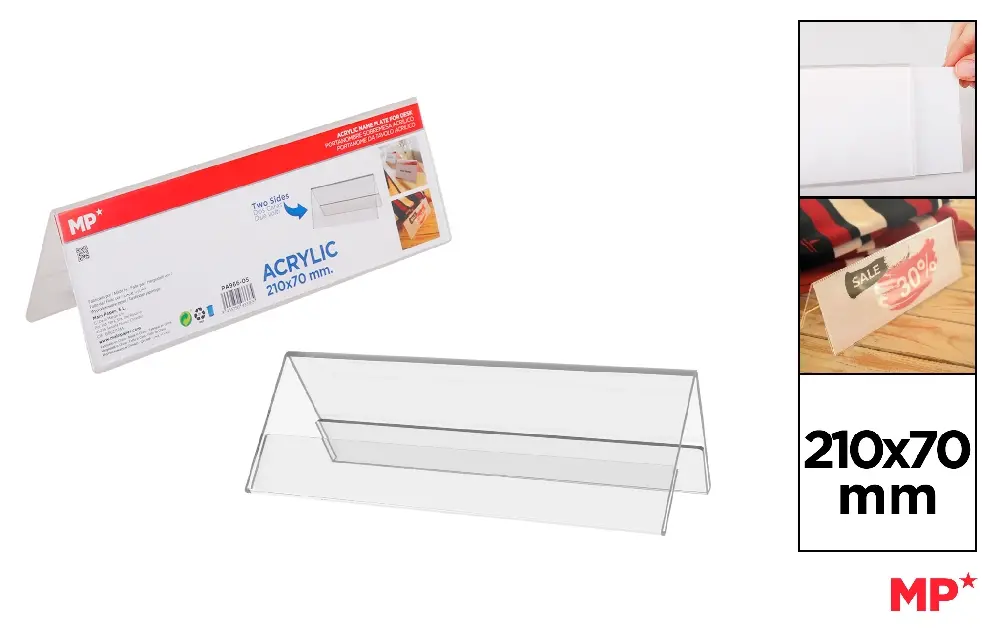 PORTANOMBRE SOBREMESA ACRÍLICO DOBLE CAR