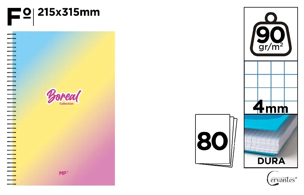 CUADERNO ESPIRAL Fº 80 HOJAS 90 g/m²