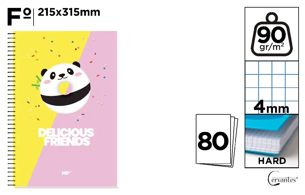 CUADERNO ESPIRAL Fº 80 HOJAS 90 g/m²