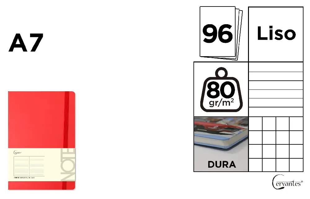 CUADERNO DE NOTAS TAPA FORRADA ROJO A7.