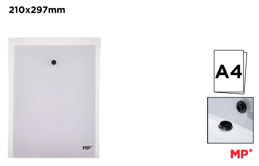 CARPETA SOBRE CIERRE BOTÓN TRANSPARENTE.