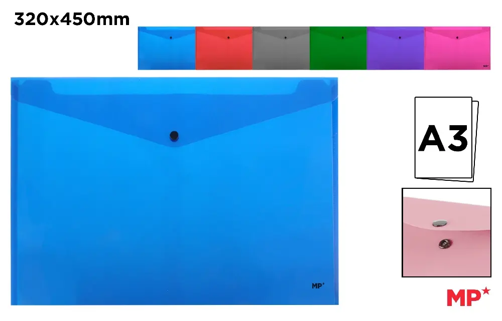 CARPETA SOBRE CIERRE BOTÓN TRANSLÚCIDA A
