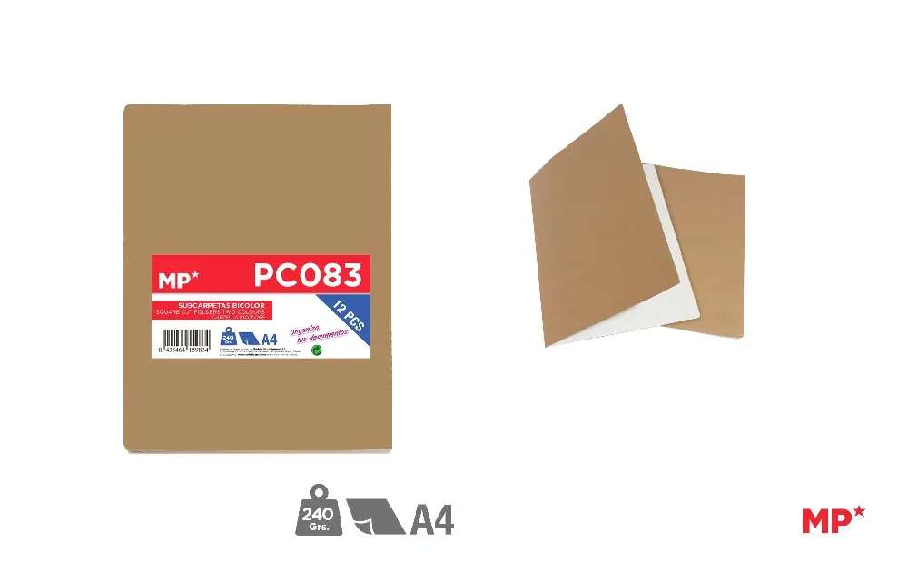 SUBCARPETAS BICOLOR 240 g A4 12 Uds.