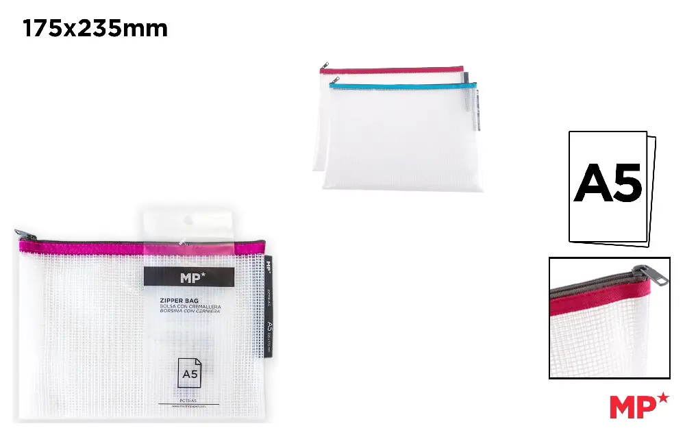 BOLSA TRANSPARENTE EVA CON CREMALLERA A5
