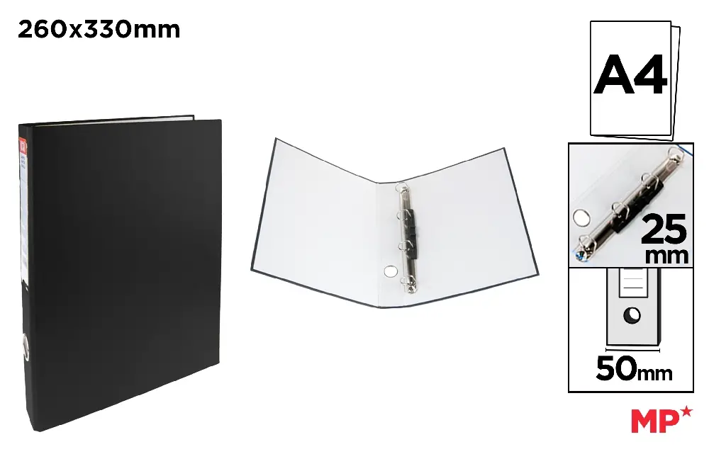 CARPETA Fº 4 ANILLAS NEGRO.