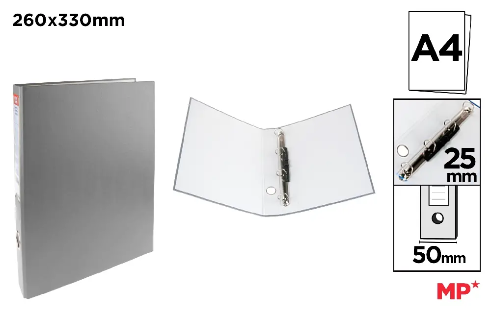 CARPETA Fº 4 ANILLAS GRIS.