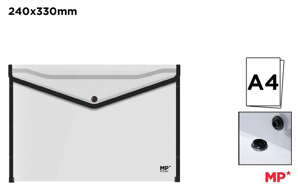 CARPETA SOBRE CIERRE BOTÓN TRANSLÚCIDA A