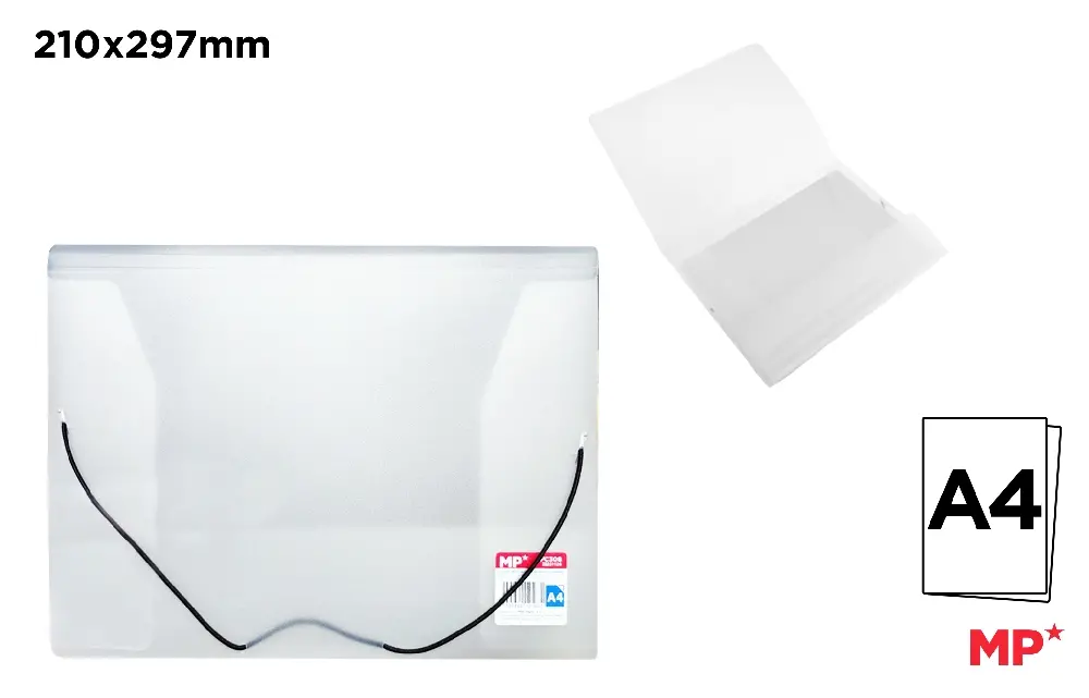 CARPETA SOLAPA Y GOMA TRANSLÚCIDA BLANCO