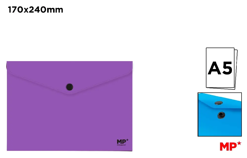 CARPETA SOBRE CON BOTÓN A5 VIOLETA