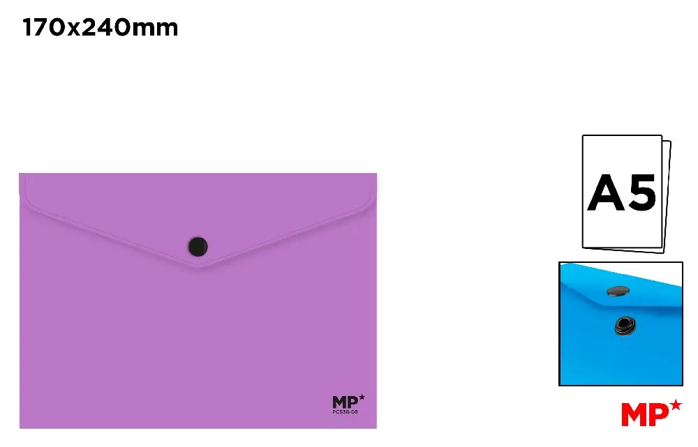 CARPETA SOBRE CON BOTÓN A5 LILA