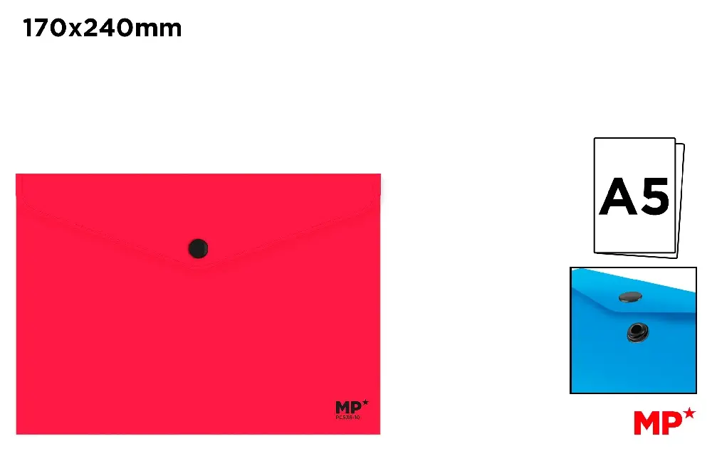 CARPETA SOBRE CON BOTÓN A5 CORAL