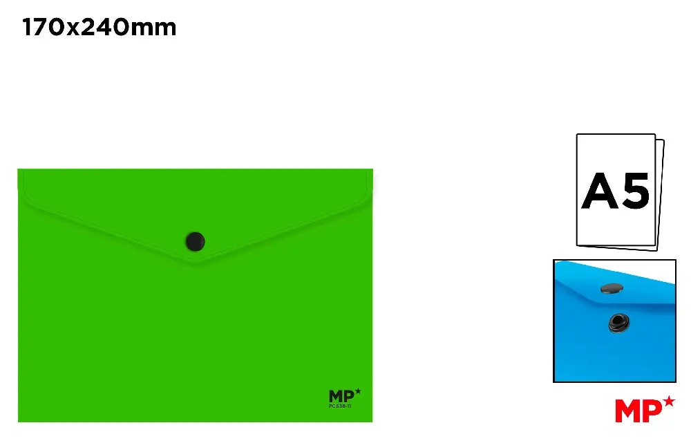 CARPETA SOBRE CON BOTÓN A5 VERDE