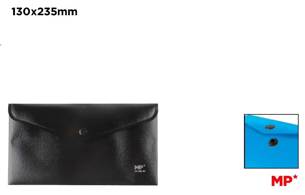 CARPETA SOBRE CON BOTON 235X130MM NEGRO