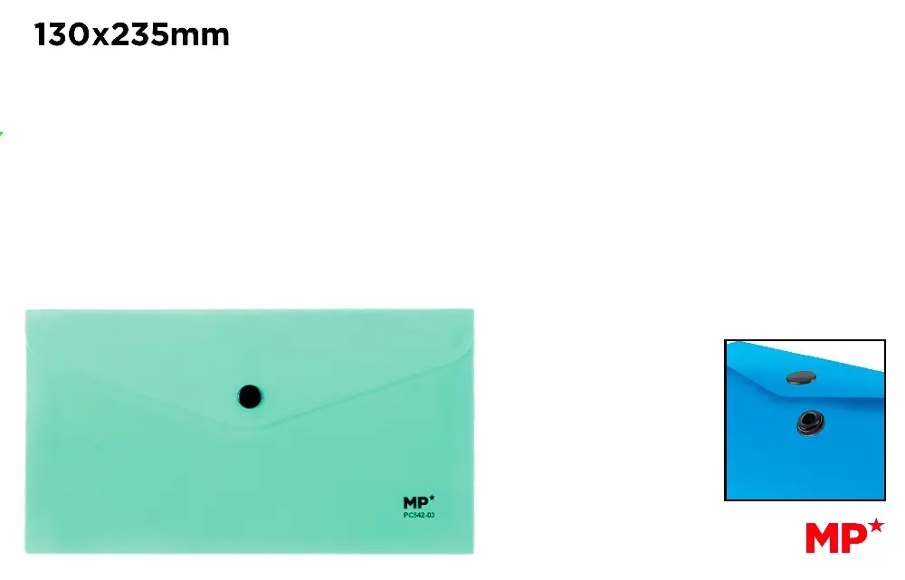 CARPETA SOBRE CON BOTON 235X130MM TURQUE