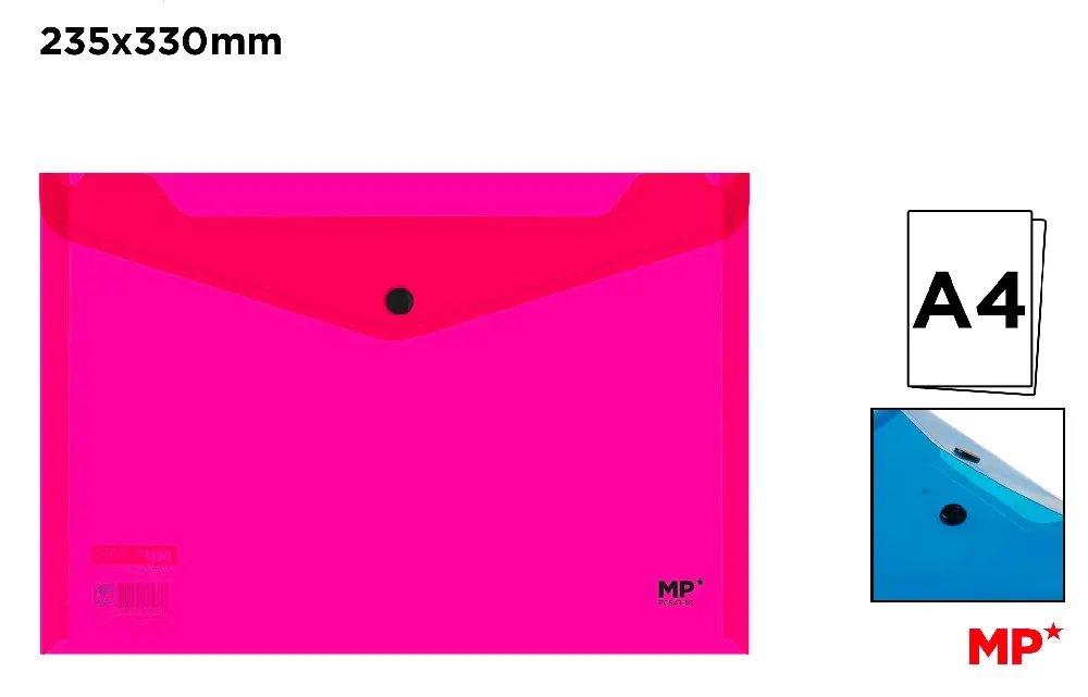 CARPETA SOBRE CON BOTÓN A4 TRANSLÚCIDA F