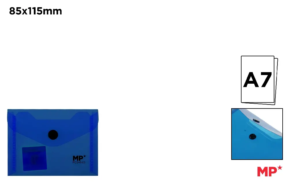 CARPETA SOBRE CIERRE BOTÓN A7 TRANSLÚCID