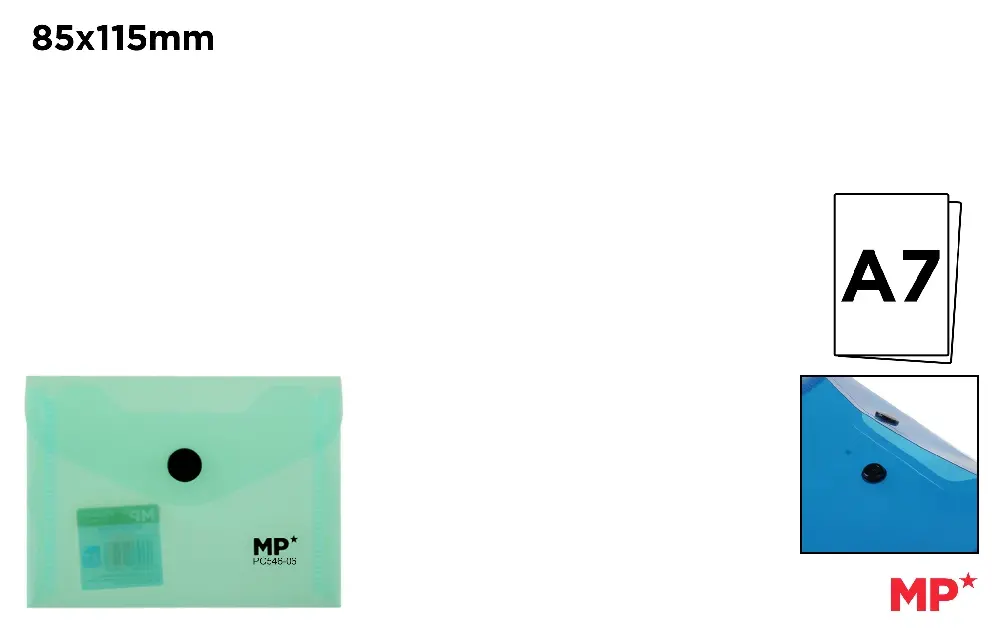 CARPETA SOBRE CIERRE BOTÓN A7 TRANSLÚCID