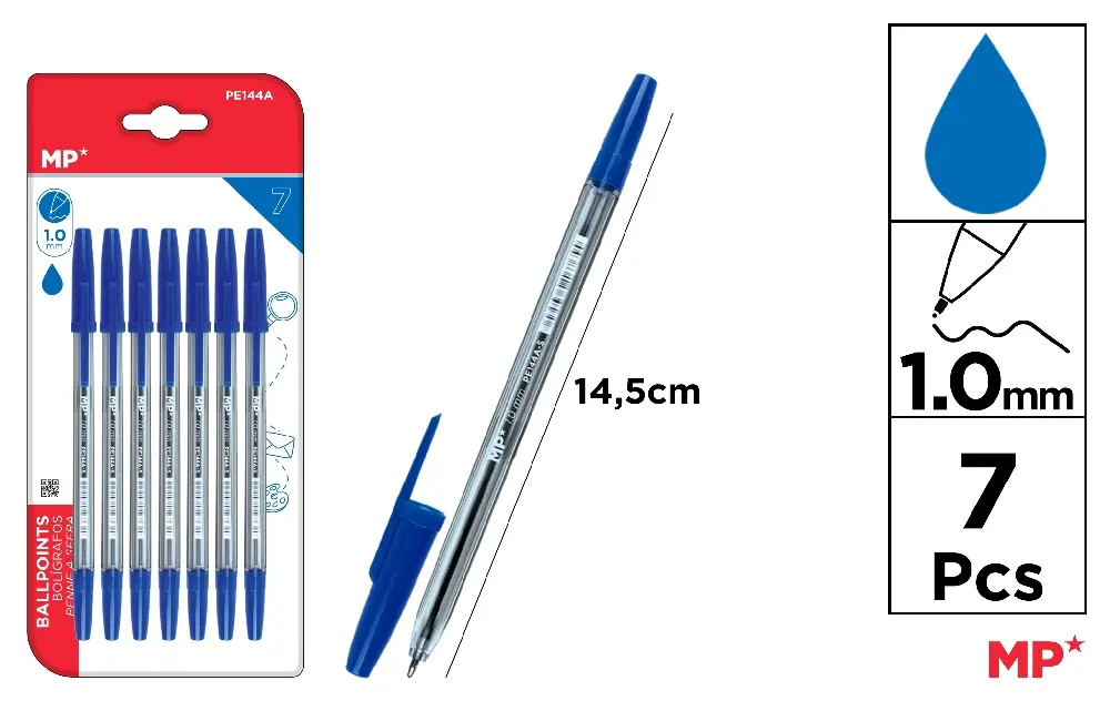 BOLÍGRAFOS AZUL PUNTA 1.0 mm.