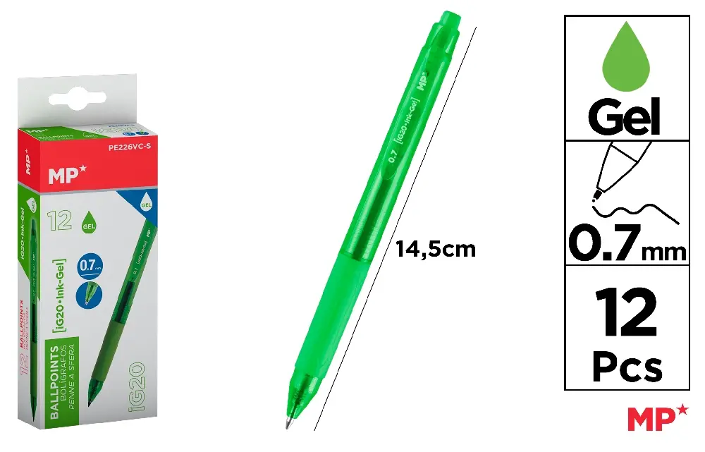 BOLÍGRAFO TINTA GEL PUNTA 0.7 mm VERDE C