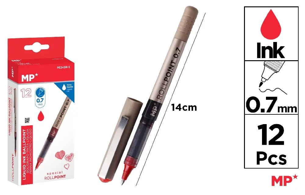 BOLÍGRAFO TINTA LÍQUIDA PUNTA BALL ROJO.