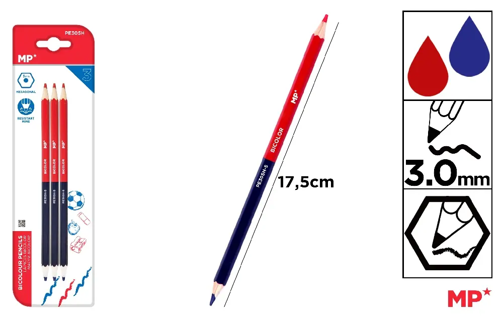 LÁPICES BICOLOR FINO HEXAGONAL.