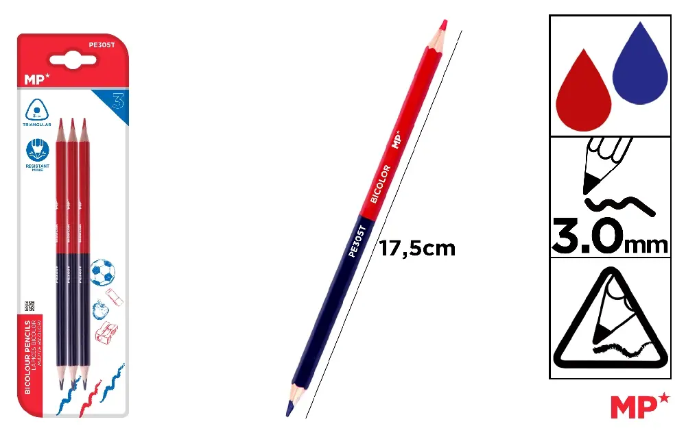 LÁPICES BICOLOR FINO TRIANGULAR.