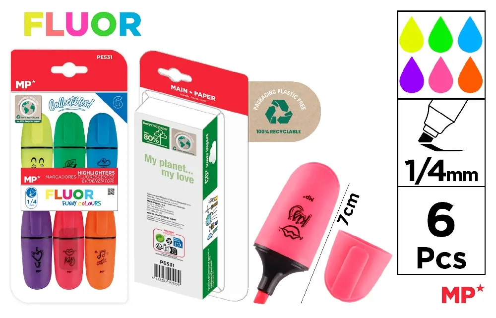 MARCADOR FLUORESCENTE MINI 6 Uds..