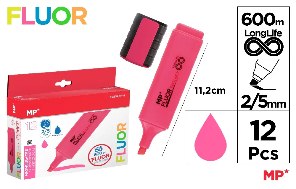 MARCADOR FLUORESCENTE ROSA.