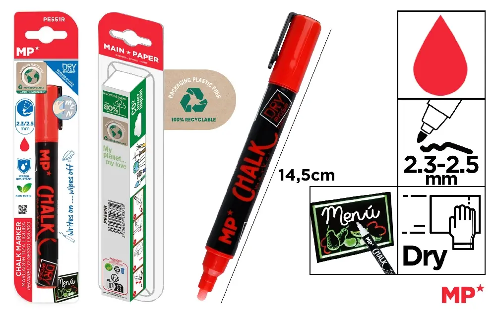 MARCADOR TIZA LÍQUIDA LIMPIEZA EN SECO R