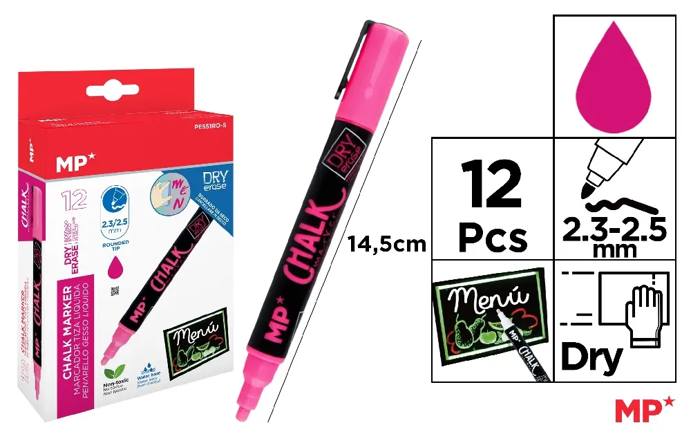 MARCADOR TIZA LÍQUIDA LIMPIEZA EN SECO R