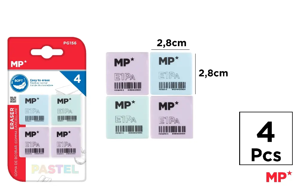 GOMA DE BORRAR PASTEL 28 x 28 x 12 mm 4.