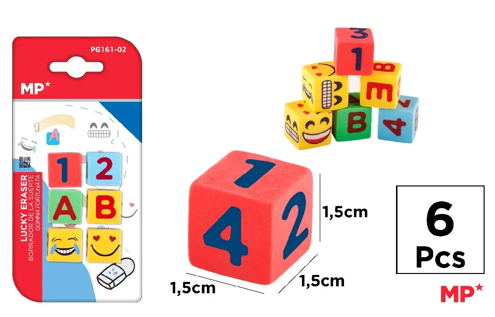 GOMAS DE BORRAR DADOS CREATIVOS 6 Uds..