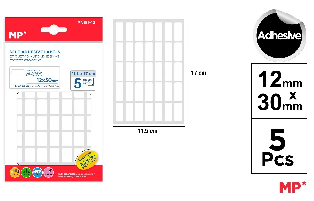 ETIQUETAS BLANCAS ø 12 x 30 mm 175 Uds..