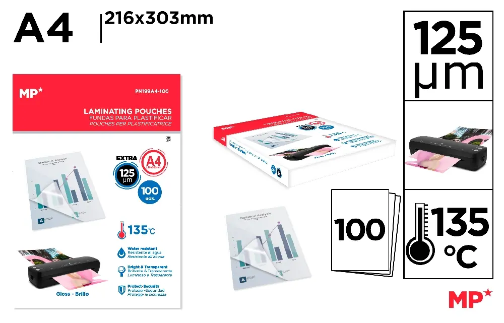 FUNDAS PARA PLASTIFICAR A4 100 HOJAS.