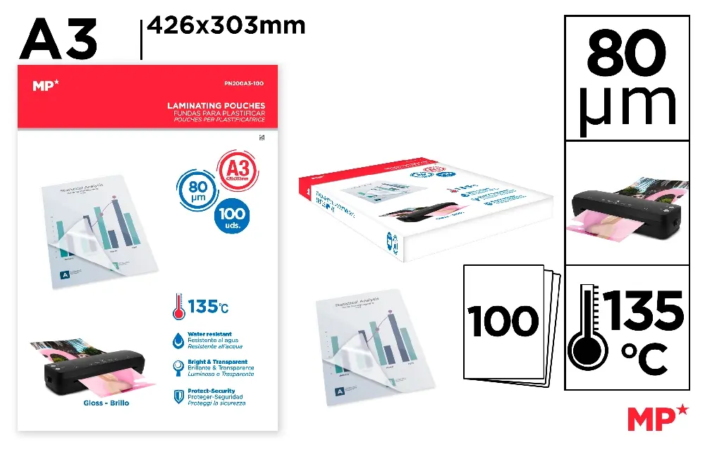 FUNDAS PARA PLASTIFICAR A3 100 HOJAS.
