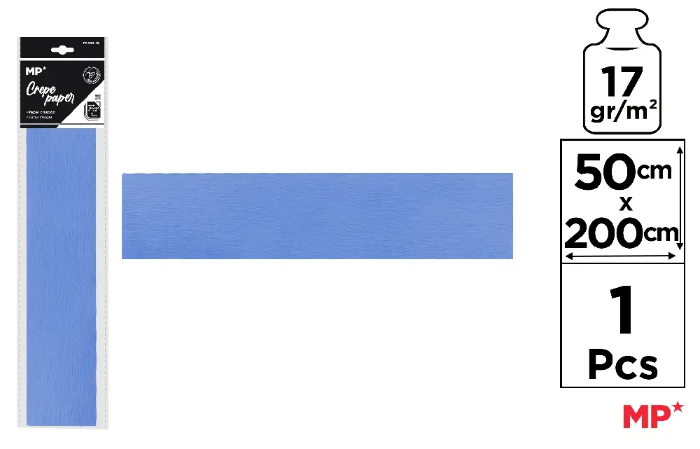 PAPEL CRESPÓN 50 x 200 cm AZUL CELESTE.