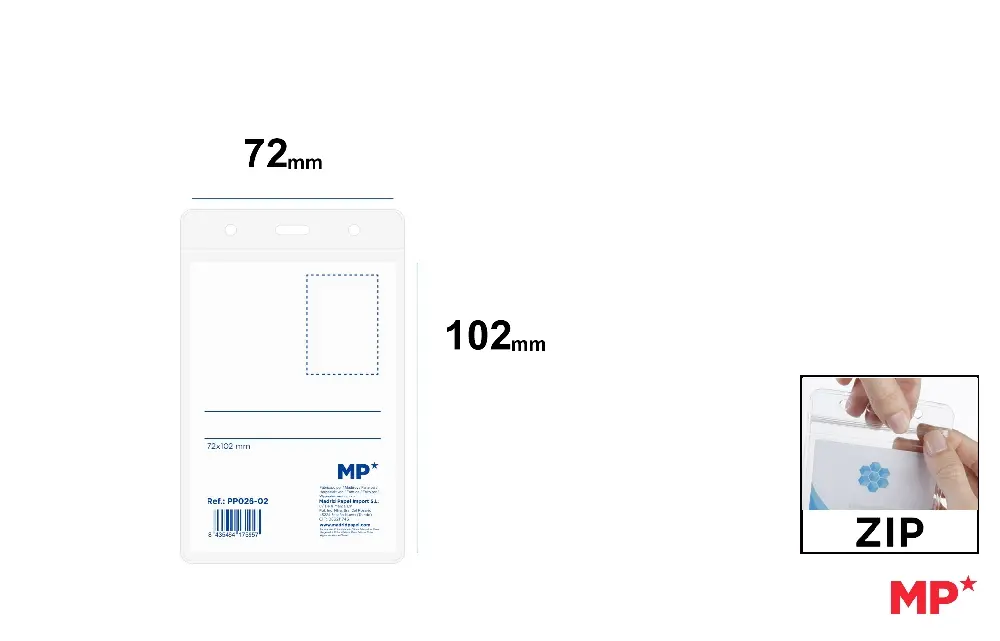 TARJETA IDENTIFICACIÓN VERTICAL CON ZIP