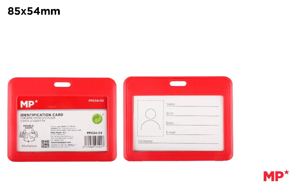 TARJETA IDENTIFICACIÓN HORIZONTAL ROJO
