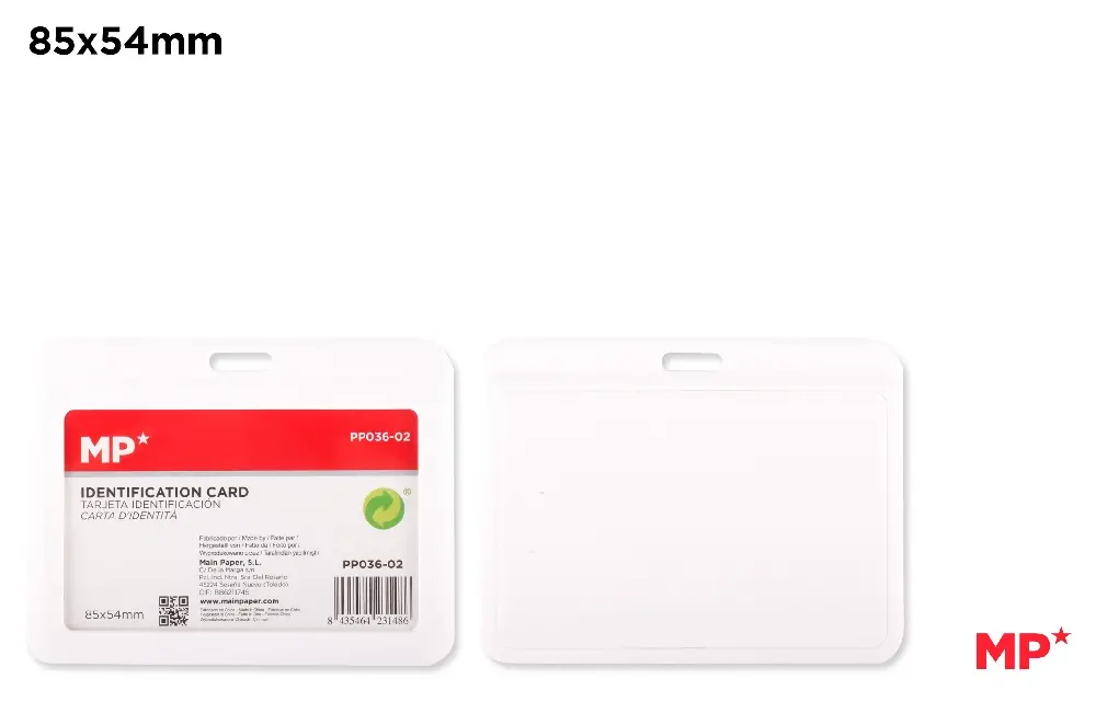 TARJETA IDENTIFICACIÓN HORIZONTAL BLANCO