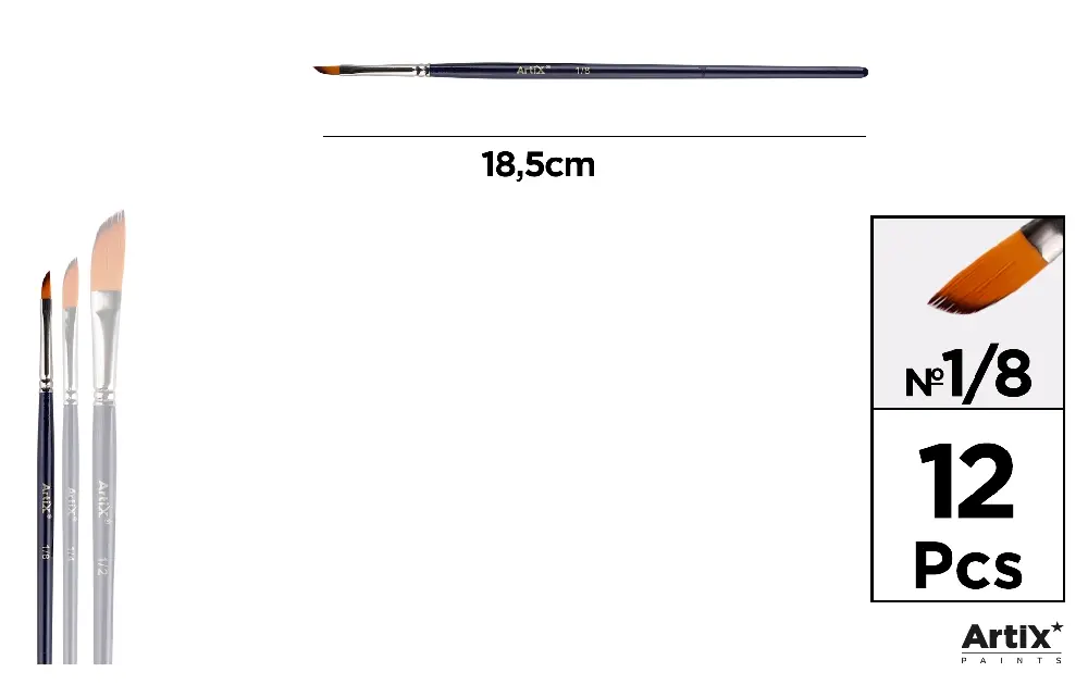 PINCEL SINTÉTICO GOMA ANGULAR 1/8#