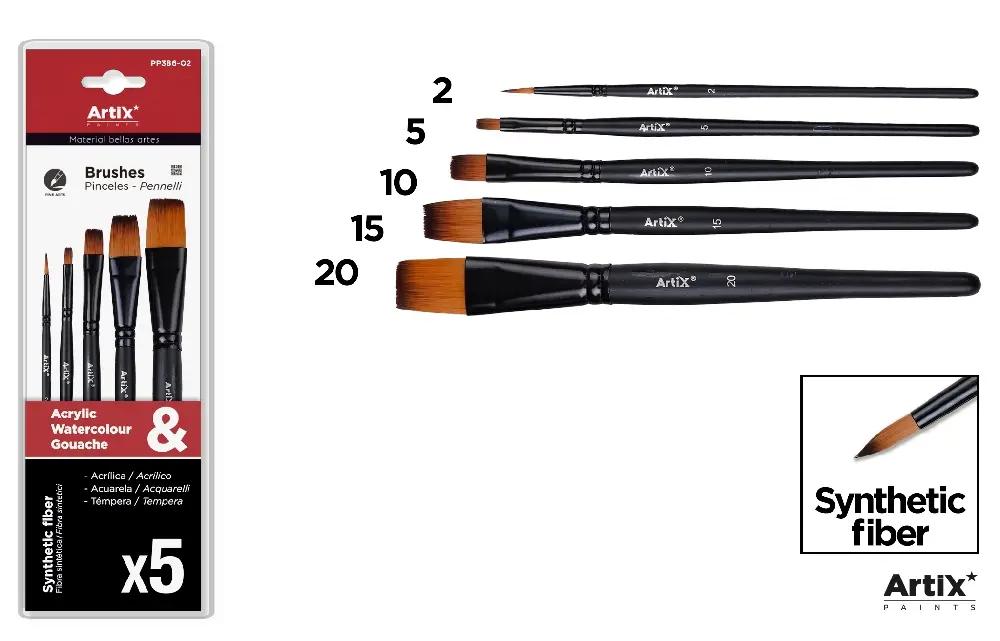 PINCEL CORTO PROFESIONAL SINTÉTICO 5 Uds