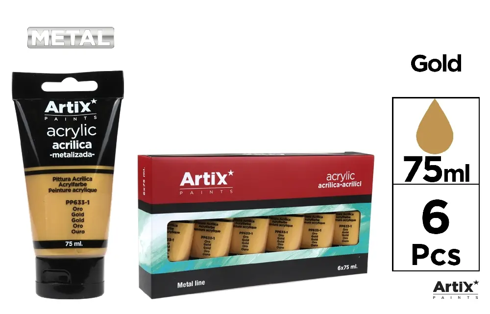 PINTURA ACRÍLICA TUBO 75 ml ORO METALIZA