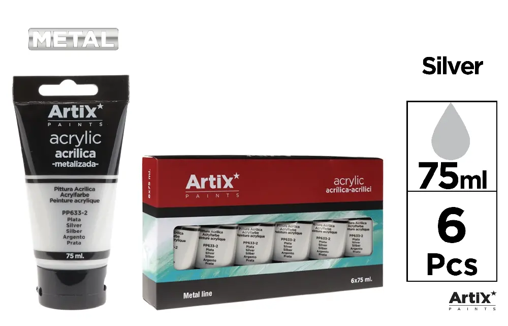 PINTURA ACRÍLICA TUBO 75 ml PLATA METALI