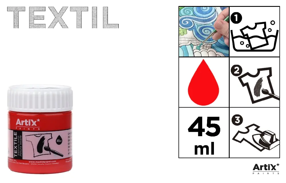 PINTURA TEXTIL ROJO 45 ml