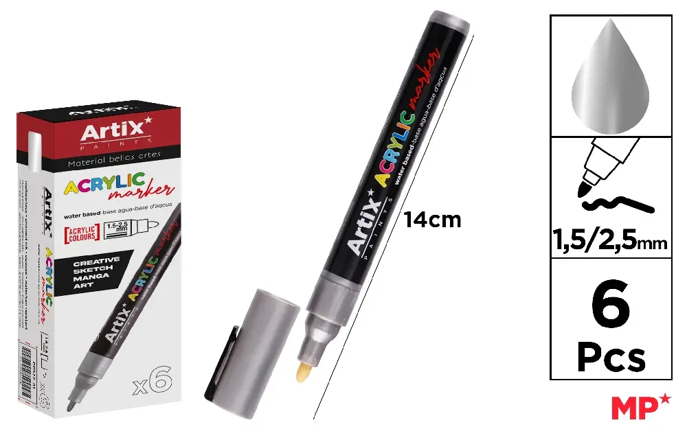 ROTULADOR ACRÍLICO PLATA.