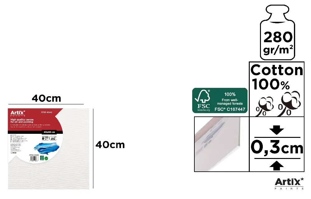 LIENZO EN TABLILLA 40 x 40 x 0.3 cm 280.