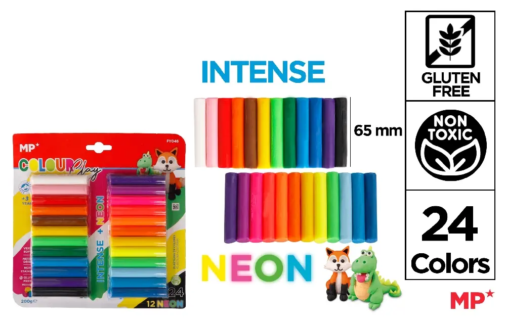 PLASTILINA 24 BARRITAS 200GR(12 COLORES+