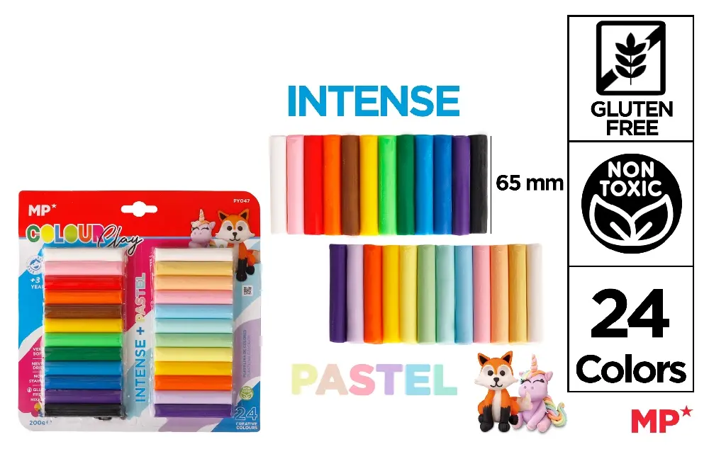 PLASTILINA 24 BARRITAS 200GR(12 COLORES+