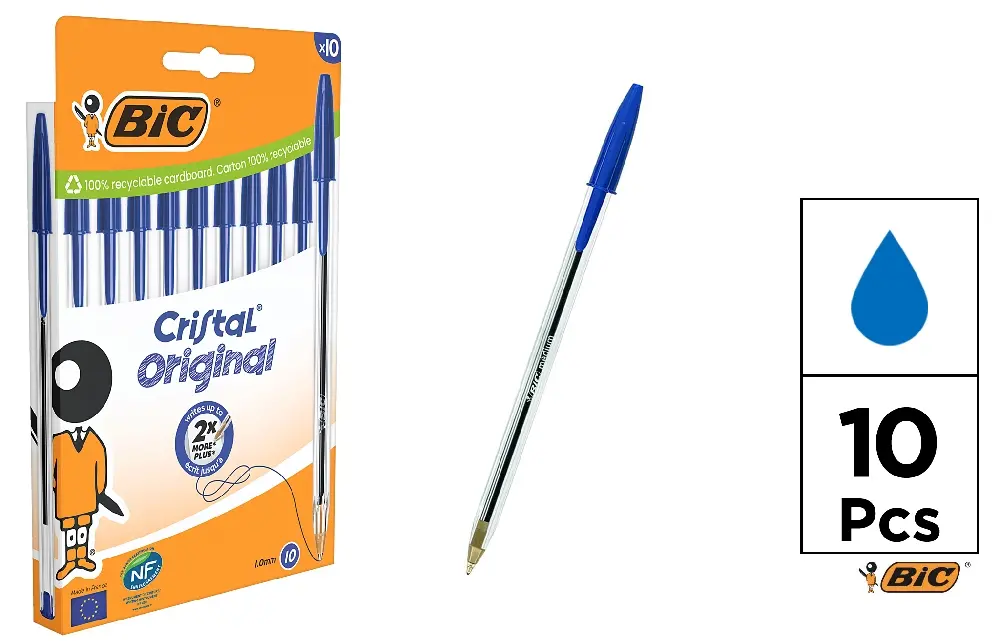 BOLÍGRAFO CRISTAL MED 10 Uds. BLUE BIC